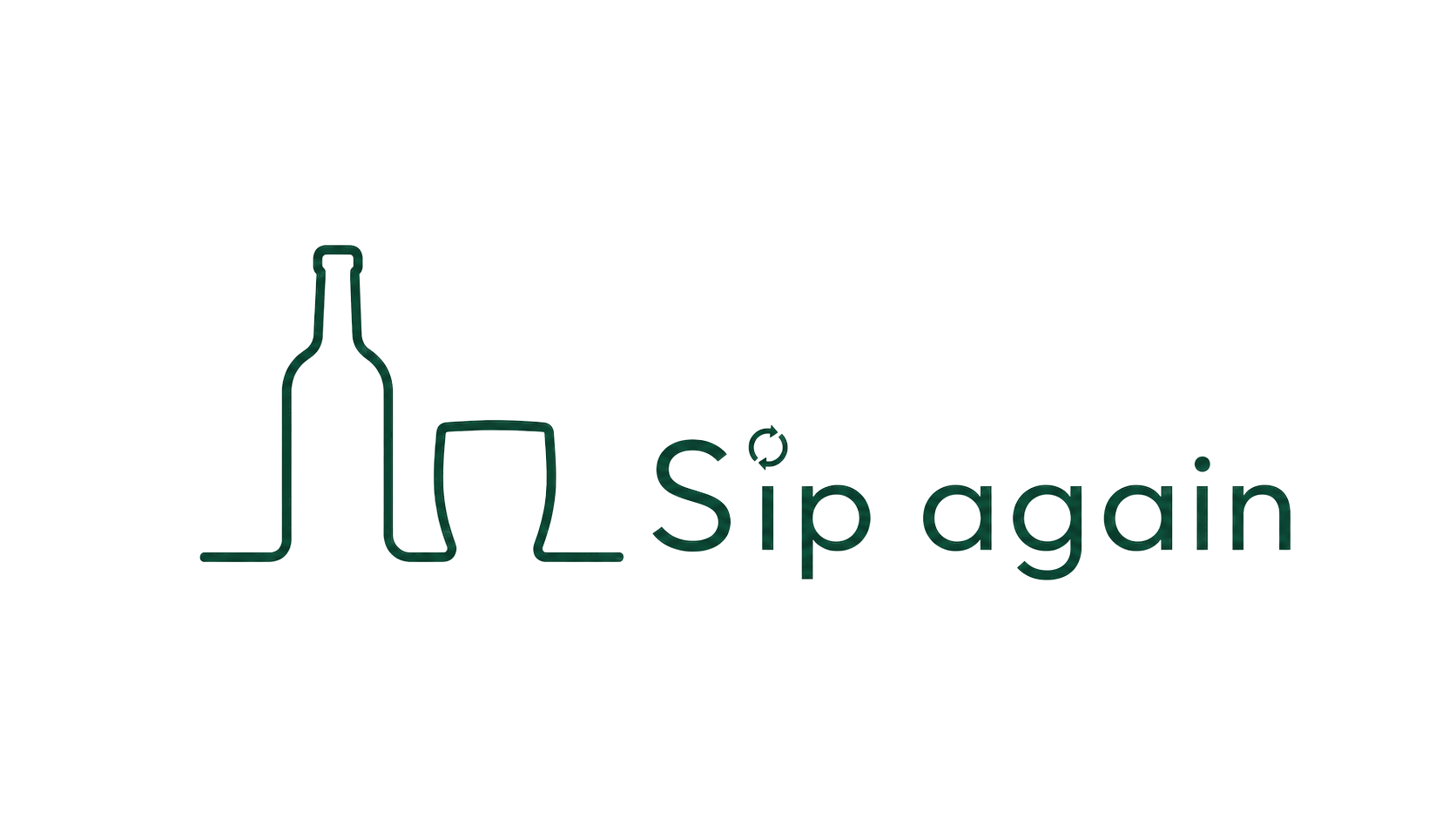 Sip Again-logo på flasken